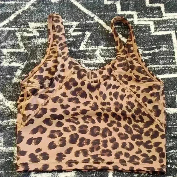 Oalka Cheetah Leopard Print Crop Yoga Tank XS A15 - Picture 4 of 4